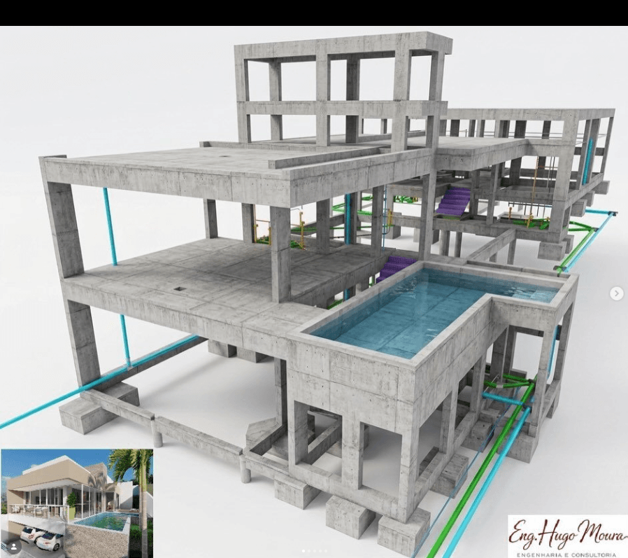 Estrutura de Concreto com Piscina — Projeto Estrutural